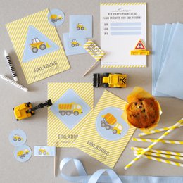 Einladungs-Set Baustelle Bob