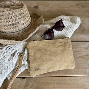Clutch (vintage brown canvas) - zero waste -raw NEW BATCH
