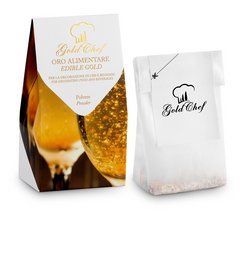 70mg edible gold powder, a food coloring product in a decorative package with gold accents.