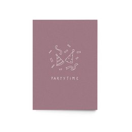 Festive postcard with party-themed illustrations, perfect for celebrating special occasions.