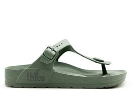 Vegan aloe-infused thong sandal with EVA foam construction and adjustable strap for comfort.