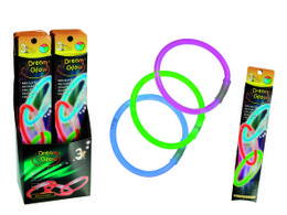 Colorful glow-in-the-dark bracelets, set of 3, for kids. Includes various bright neon colors and shapes.