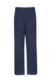  Relaxed-fit wool trousers in a blue-on-blue weave, made in Italy. Features a classic straight-leg silhouette and a comfortable, casual style.