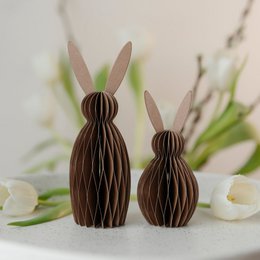  Brown paper Easter bunny decorations in small and large sizes.