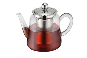 Theepot van borosilicaatglas met theefilter van 1,5 liter