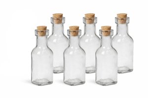 6er-Set Glasflaschen 180 ml – mit Korkverschluss – dekorativ & wiederverwendbar – für Öl, Kräuter, DIY-Geschenke