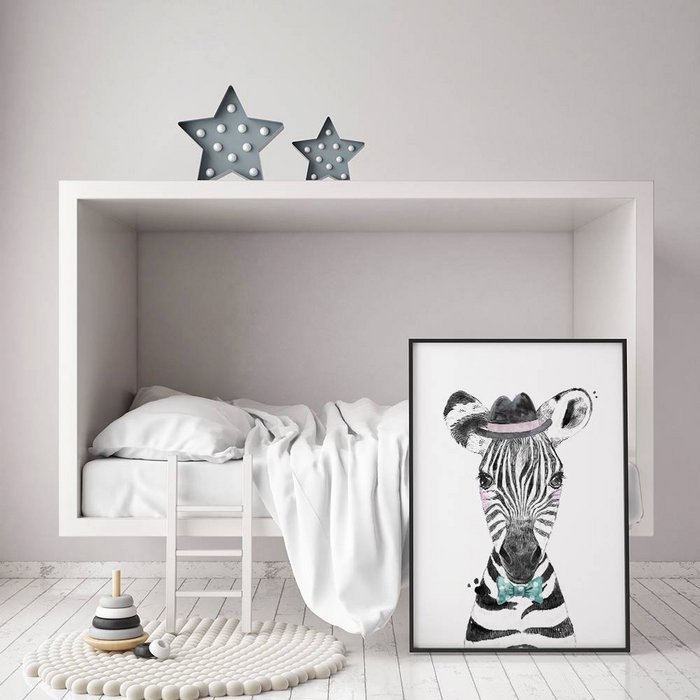 Zebra Kinderkamerposter Hoedje