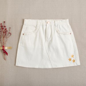 Girl's denim skirt in white with star details F04-21200045