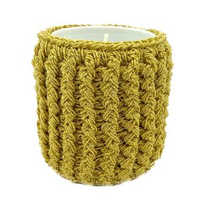 Luna -Leena -Kerze: 2x -Hülle einschließlich Nachfüllkerze - Goldgelb - Handhäkeln in Nepal