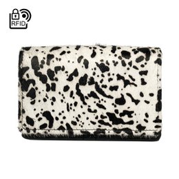 Ladies Wallet Black Leather RFID In 10 Prints