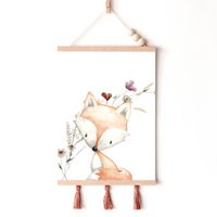 Fox nursery print, fox poster, floral nursery print, cute fox print, wildflowers print, girls nursery poster, girls room