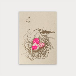 Postkarte / Osternest mit Vogel / Ökopapier