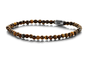 Frank 1967 Courageous Beads 7FB 0311 Natuurstenen Armband met Staal Element - Tijgeroog 4 mm - Lengte 20 cm - Bruin