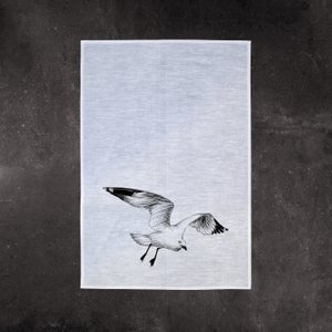 Geschirrtuch Halbleinen weiß mit Möwe