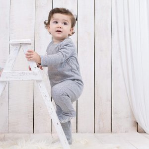 OrganicEra Organic Baby Footed Sleepsuit, Grey