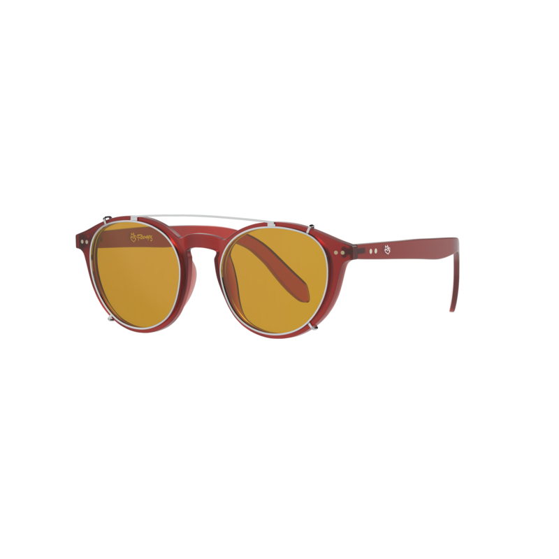 Lennon Blue Light Glasses - Everyday Linse med Heavy Duty Clip-on (rød ramme)