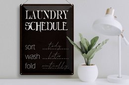 Tin sign saying 30x40cm laundry schedule sort tody wash