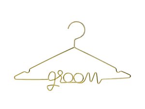 Clothes hanger groom - gold metal