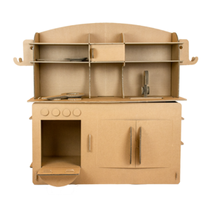 Pappkinder, die Küche spielen