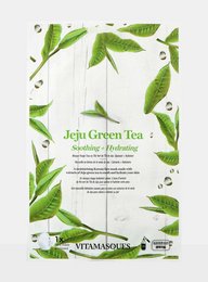 Green tea face mask with soothing and hydrating properties. Infused with Jeju green tea extract to nourish and refresh skin.
