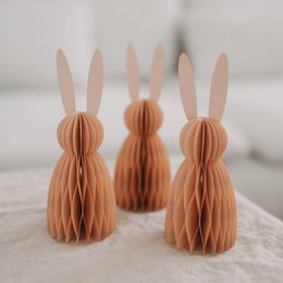  Peach paper honeycomb bunny rabbits, small Easter decoration set, three-piece with long ears
