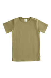  Olive green short-sleeved children's basic shirt, available in sizes 62/68 to 128.