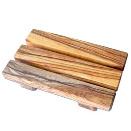 Rectangular wooden soap dish made of natural pallet wood with a rustic, textured surface.
