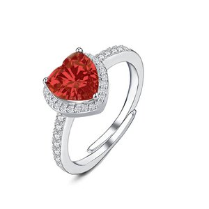 Adjustable Heart Zircon Ring