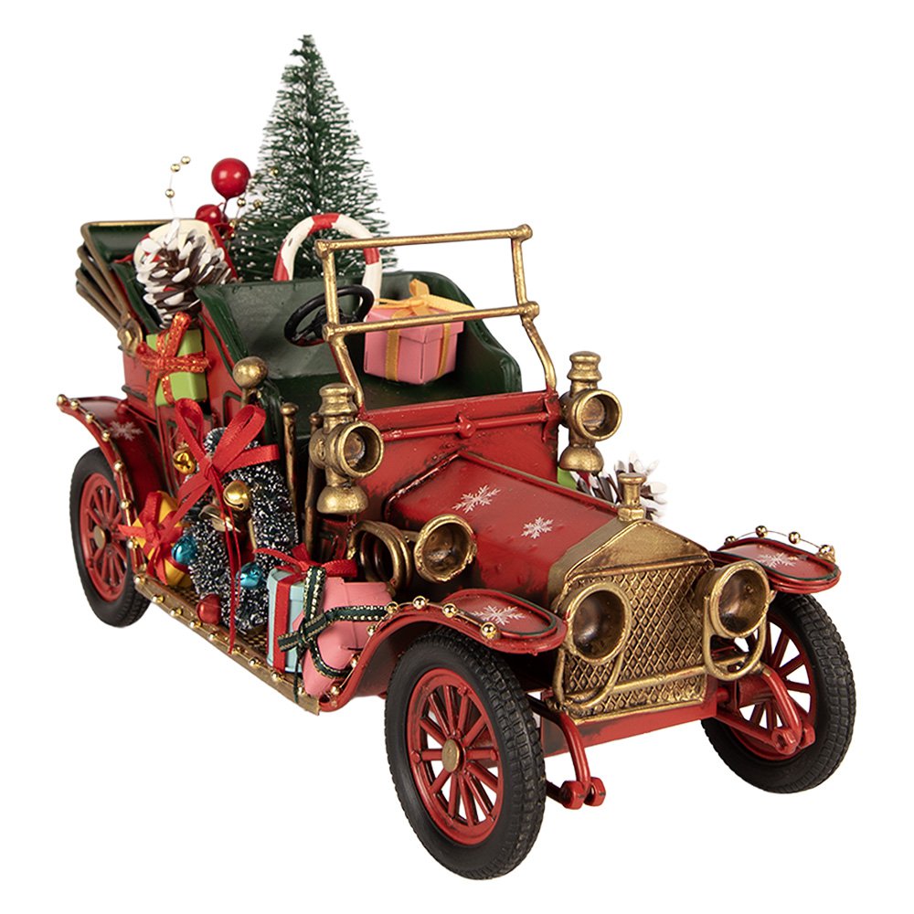 Kerstdecoratie Beeld Auto 25x10x17 cm Rood Metaal