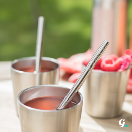 Set di 6 cannucce Gaspajoe in acciaio inossidabile - 2 cubiti, 2 frullati, 2 cocktail con scovolino in sacchetto di cotone biologico