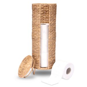 Toiletpapieropslag voor 4 toiletten, gevlochten van waterhyacint