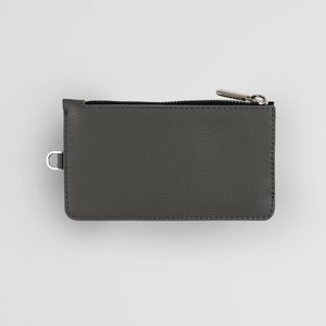 Minimalist Grey Leather Zip Wallet for Men and Women