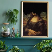 Drippy Mona Lisa Black Graffiti Print