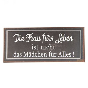 Tekstbord 30x13 cm Bruin Wit Metaal Wandbord