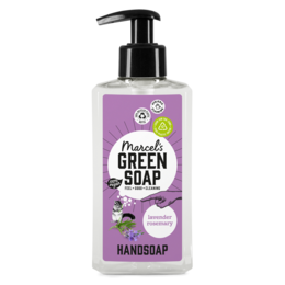 Lavender and rosemary hand soap in a 250ml bottle. Made with natural ingredients.
