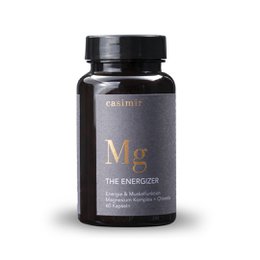 The Energizer Magnesium Complex is a dietary supplement in a dark green capsule. The capsule contains magnesium, a mineral that supports energy production and muscle function.