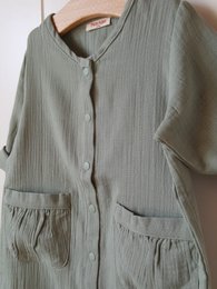Uniseks mousseline romper / 100% biologisch dubbel gaaskatoen