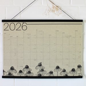 Jaarplanner 2026 gemaakt van graspapier, motief: sonnenhut