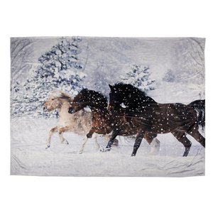 Plaid Bruin Blauw, Polyester 130x170 cm
