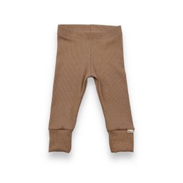 Taupe ribbed jersey leggings for kids, available in sizes 50/56 to 122/128.
