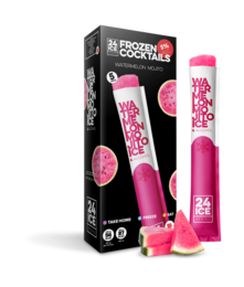 A set of 5 frozen cocktail pouches in a watermelon mojito flavor, featuring a vibrant pink color and a refreshing, fruity taste.