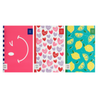 Pepa Lani notebooklet set / 3 SpringFlower & Fruity hearts/lemon/wink