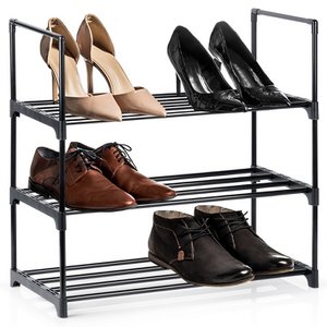 Schoenrek metaal zwart 3-niveau 57x28x55 cm