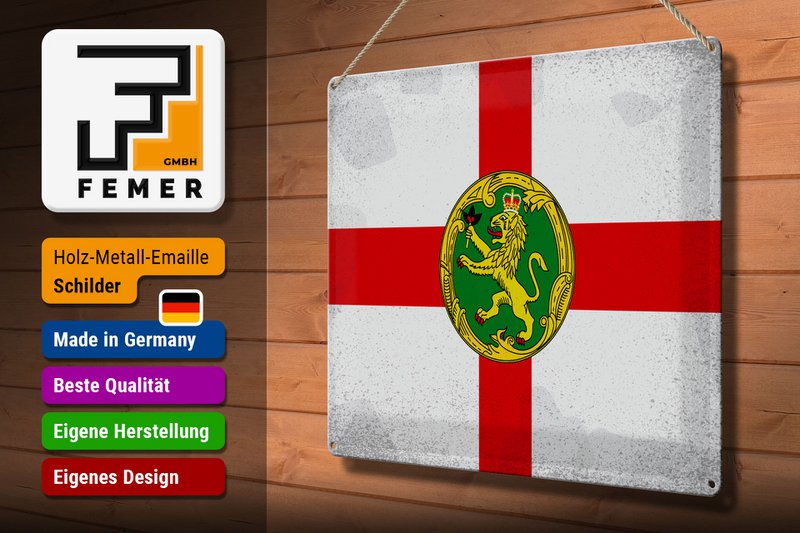Tin Sign Flag Alderney 40x30cm Flag Alderney Vintage