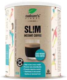 Slim instant coffee with natural ingredients for weight management. Contains caffeine and chromium to support metabolism and energy levels.