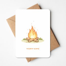  Colorful camping-themed friendship card with a map graphic and the text "Camp | Card" and "Kamp".