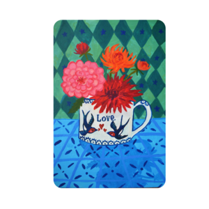 Duurzame Liefde A6 Kaarten | Hippe Ansichtkaarten | Kleurige Dahlia Bloemen Wenskaarten voor volwassenen