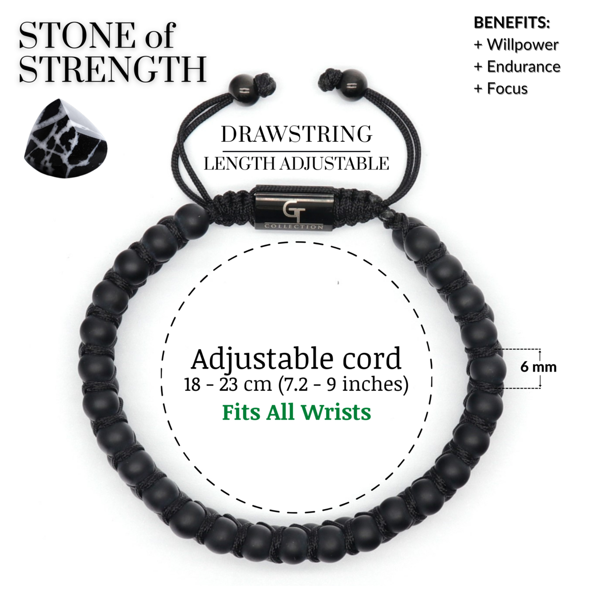 Men's BLACK ONYX Double Bead Bracelet