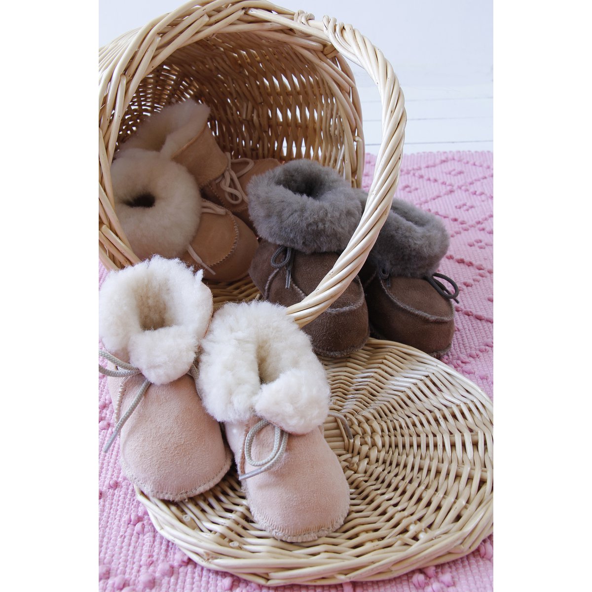 suede sheepskin slippers, babouche, blush rose, small