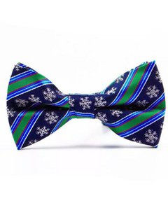 Vlinderdas - Blauw met strepen en sneeuwvlokken